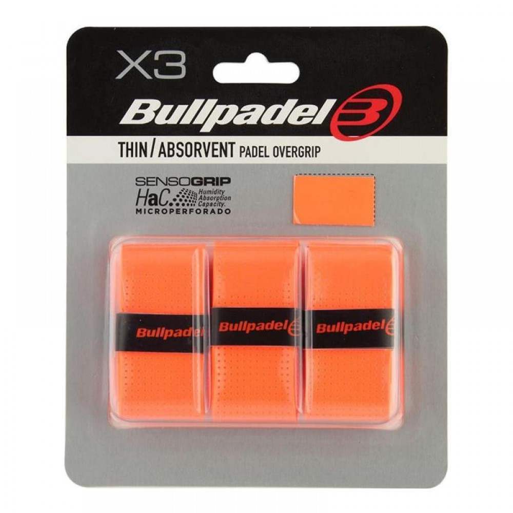 Blister Bullpadel 3 Overgrips GB1705 Senso Perforado Naranja Fluor - Barata Oferta Outlet