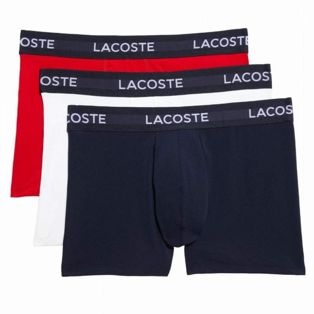 Cuecas Lacoste Azul Marinho Branco Vermelho 3 Unidades