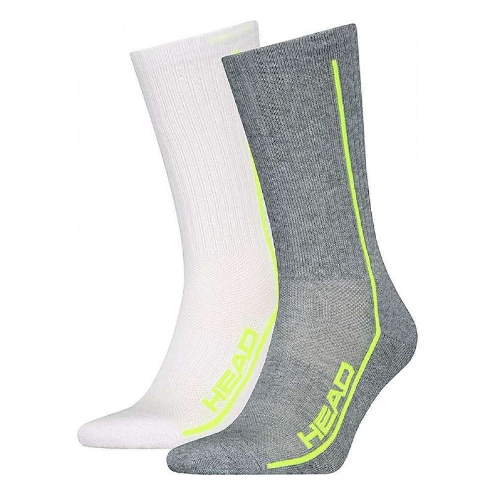 Head Performance Crew Socken Weiß Limettengrau 2 Paare