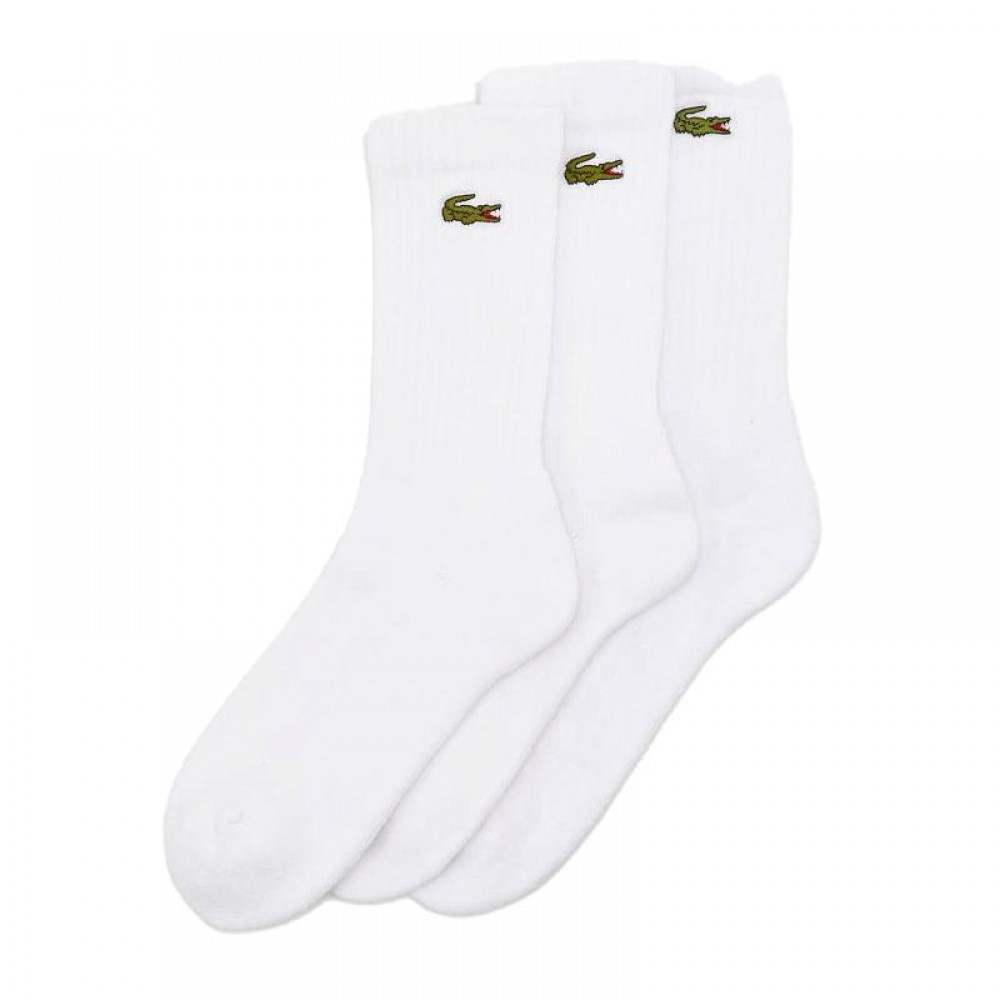 Calcetines Lacoste Sport Corte Alto Blanco 3 Pares - Barata Oferta Outlet