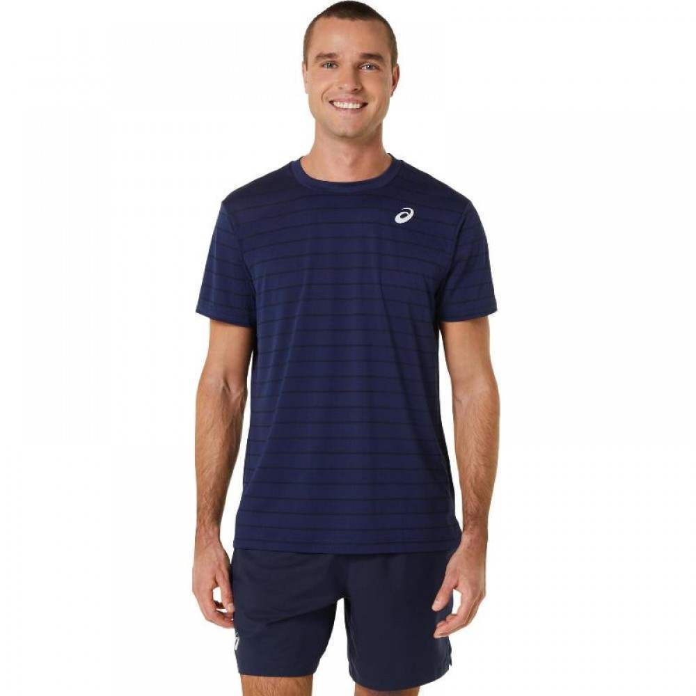 Camiseta Asics Court Stripe Marino Negro