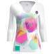 Bidi Badu Kaleido Col V Blanc Mix T-Shirt Femme