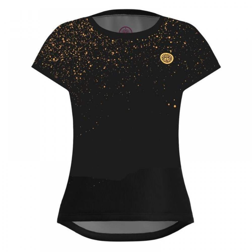 Camiseta Bidi Badu Paris Capsleeve Negro Dorado Mujer