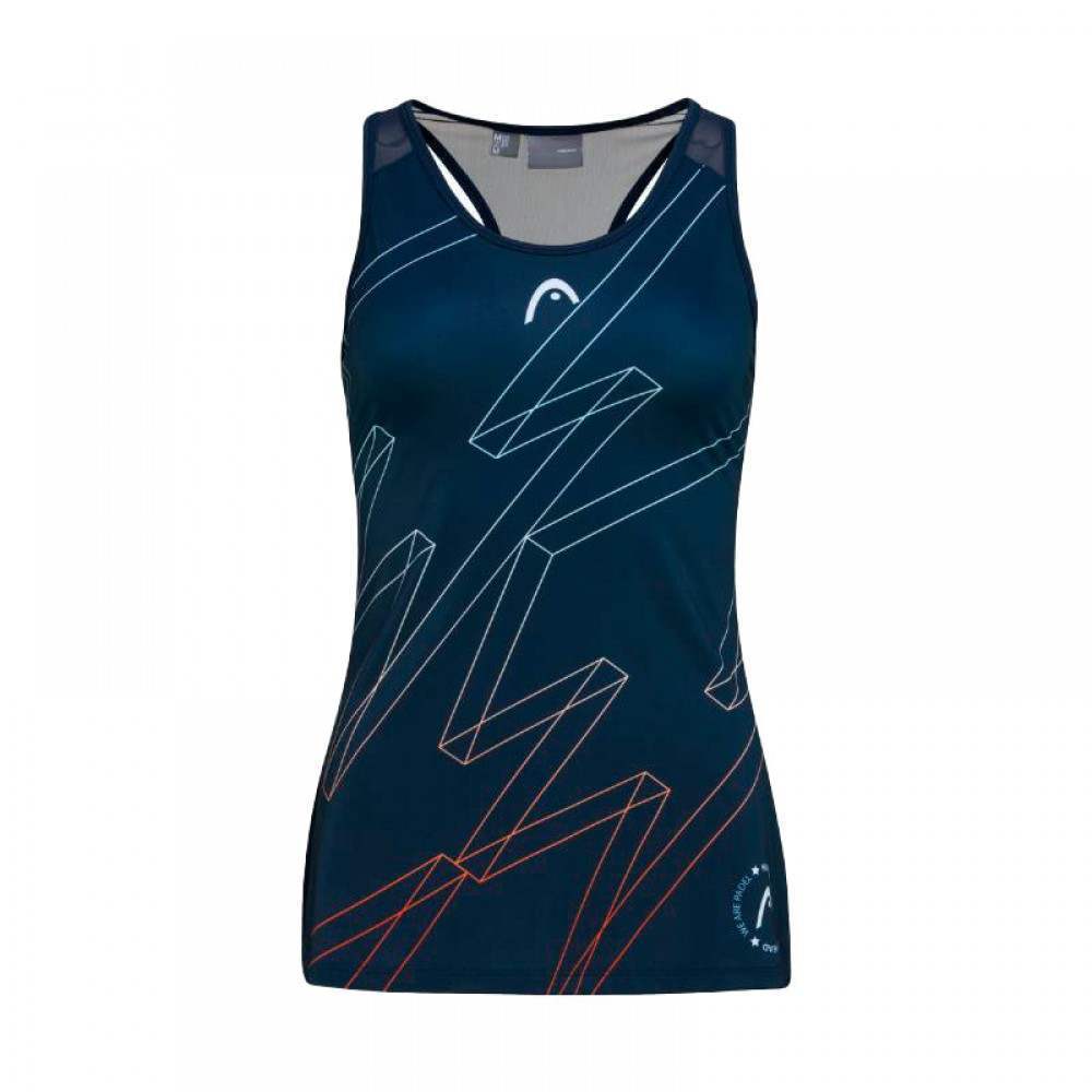 Camiseta Head Play Print Padel Azul Oscuro Mujer - Barata Oferta Outlet