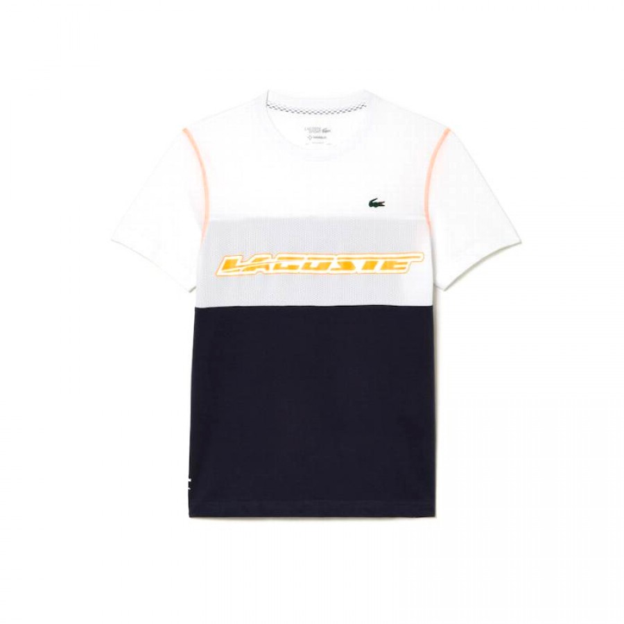 Camiseta Lacoste Sport Medvedev Blanco Azul Naranja