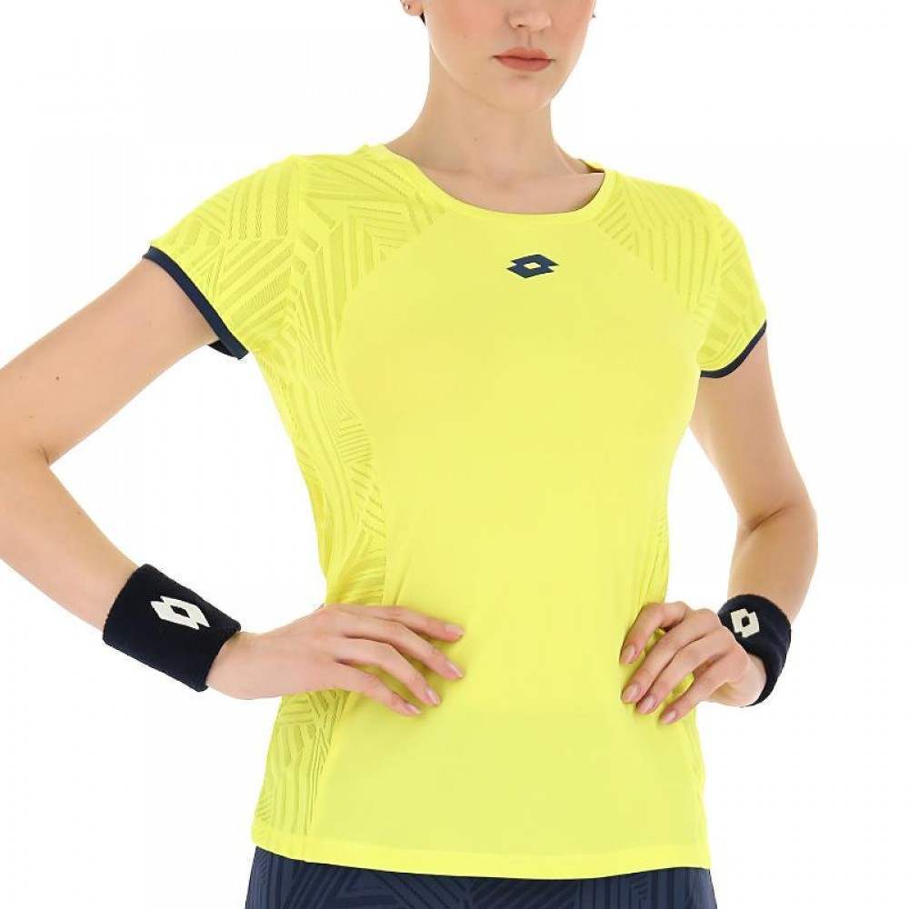 Camiseta Lotto Superrapida V Amarillo Fluor Azul Mujer - Barata Oferta Outlet