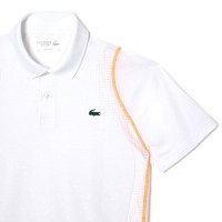 Polo Lacoste Poliester Reciclado Blanco Naranja