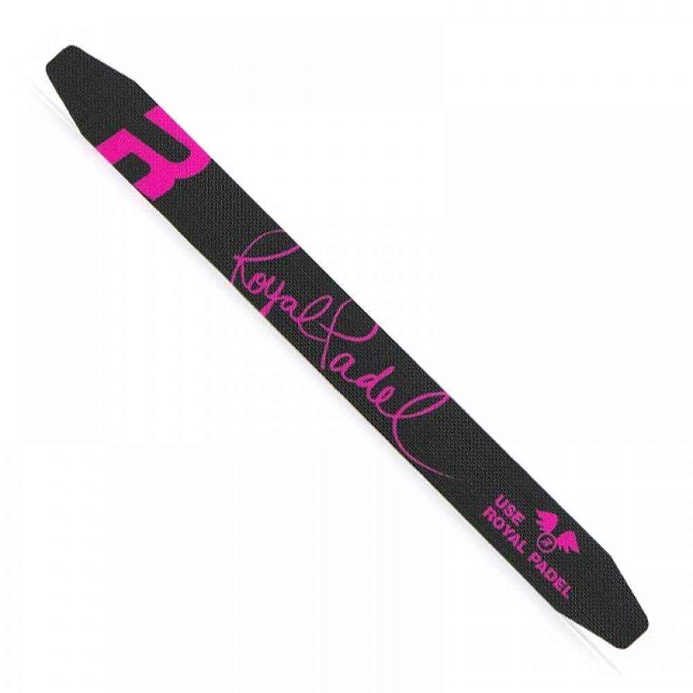 Protector Royal Padel Negro Logo Rosa Fluor