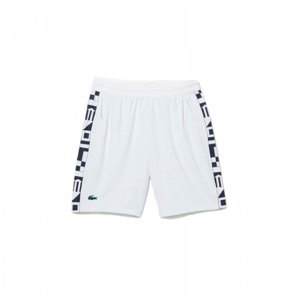 Short Lacoste Sport Blanco Estampado