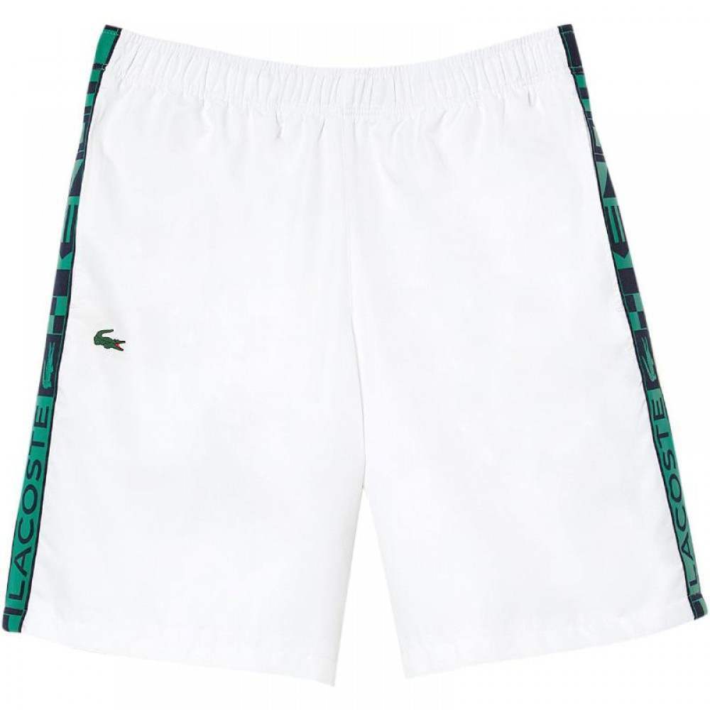 Short Lacoste Sport Rayas Laterales Blanco Verde - Barata Oferta Outlet